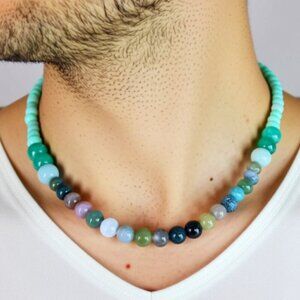 Men's Necklace, Men's Beaded Necklace, 18 Inches Long NWT (MJW008)